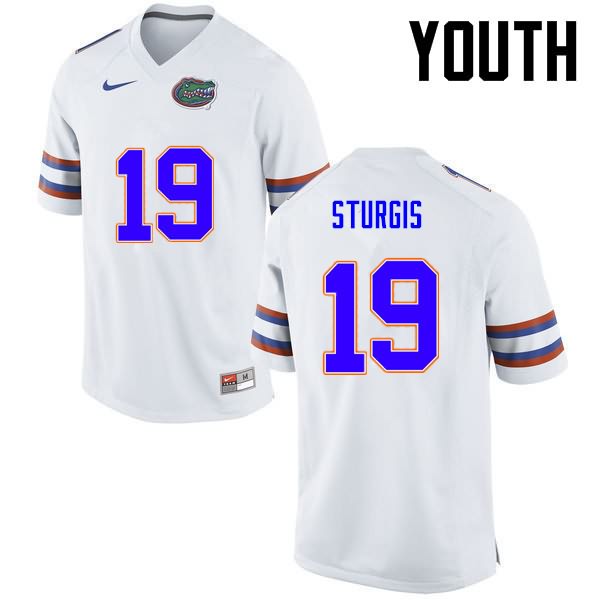 NCAA Florida Gators Caleb Sturgis Youth #19 Nike White Stitched Authentic College Football Jersey YTP1164IE